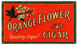 Vintage Orange Flower Cigar Sign 8x14