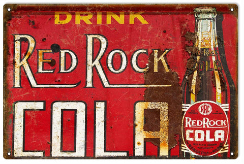 Vintage Red Rock Cola Metal Sign