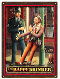 Vintage The Happy Drinker Sign 9x12