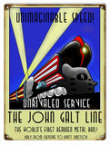 Vintage John Galt Line Railroad Sign 9x12