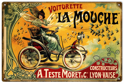 Vintage Voitorette La Mouche Bicycle Sign