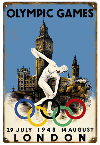 Vintage London Olympic Games Metal Sign