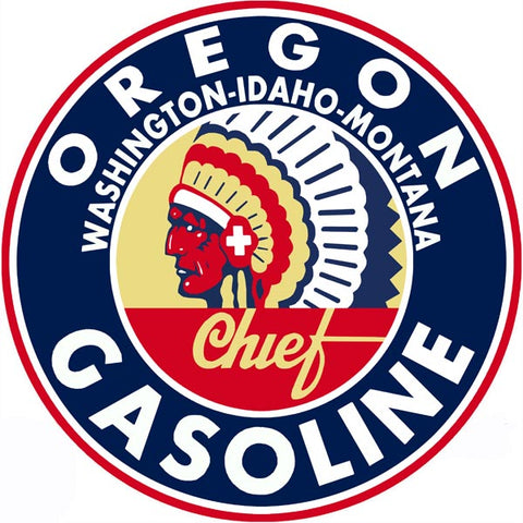 Oregon Gasoline Sign 14 Round