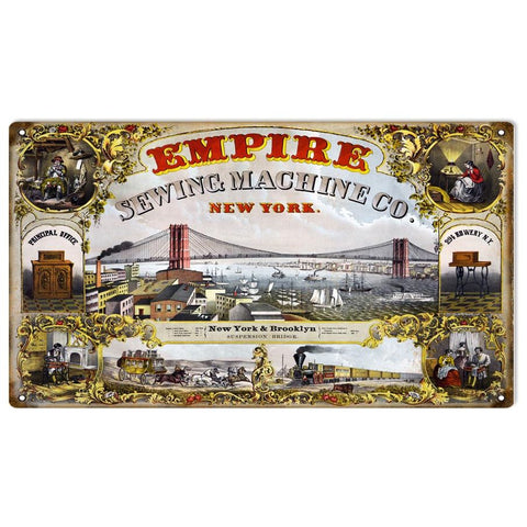 Vintage Empire Sewing Machine Sign 8x14