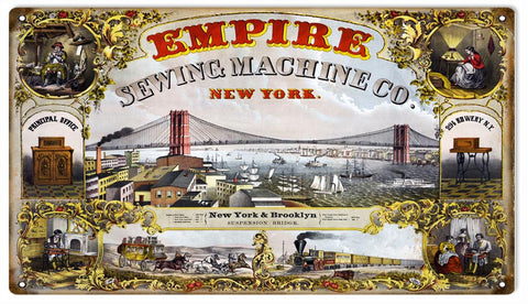 Vintage Empire Sewing Machine Sign 8x14