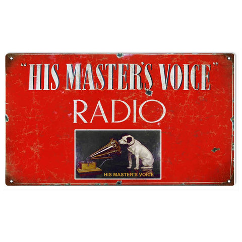 Vintage His Masters Voice Sign 8x14