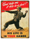 Vintage Military Granade Metal Sign