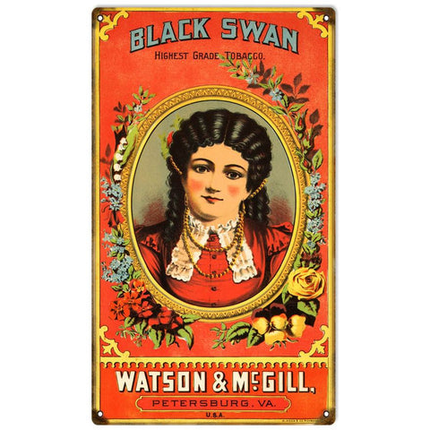 Vintage Black Swan Tobacco Sign 8x14