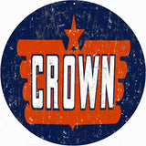 Vintage Crown Motor Oil Sign 14 Round