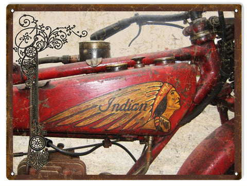 Vintage Indian Motorcycle Sign 9x12