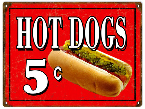 Vintage Hot Dog Sign 9x12