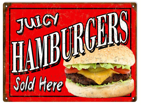Vintage Hamburger Sign 9x12