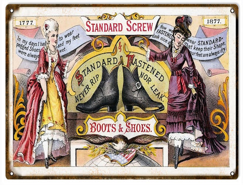 Vintage Boots And Shoes Metal Sign