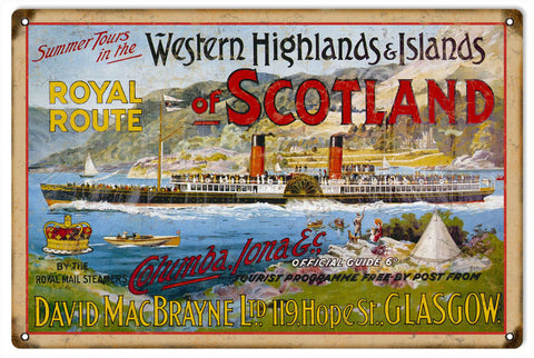 Vintage Columba Iona Cruise Ship Sign