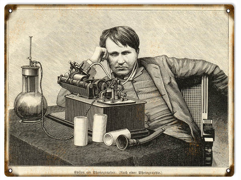 Vintage Thomas Edison Sign 9x12
