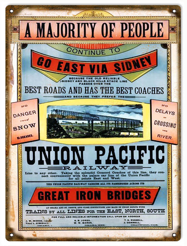 Vintage Union Pacific Railway Sign 9x12