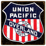 Vintage Union Pacific Overland Railroad Metal Sign