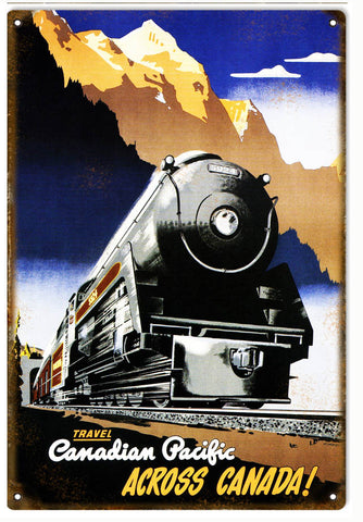 Vintage Canadian Pacific Railroad Metal Sign