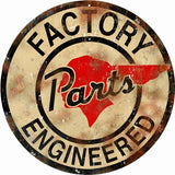 Vintage Factory Parts Engineer Sign 14 Round