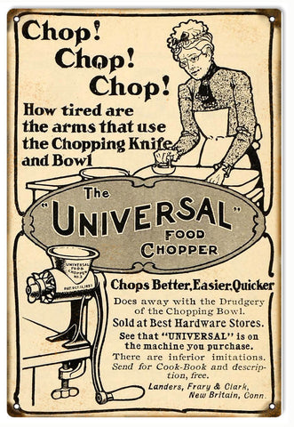 Vintage Universal Food Chopper Sign