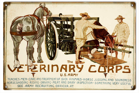 Vintage US Army Veterinary Corp Sign
