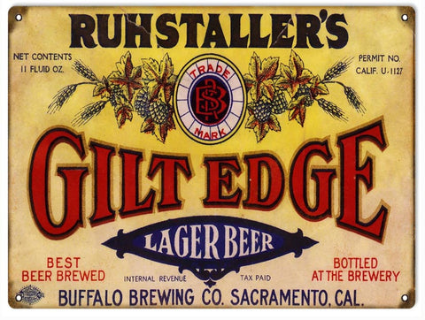 Vintage Ruhstallers Lager Beer Sign 9x12