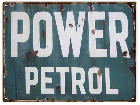 Vintage Power Petrol Motor Oil Sign 9x12