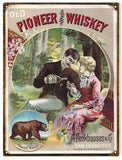 Vintage Pioneer Whiskey Metal Sign