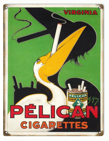 Vintage Pelican Cigarette Sign 9x12