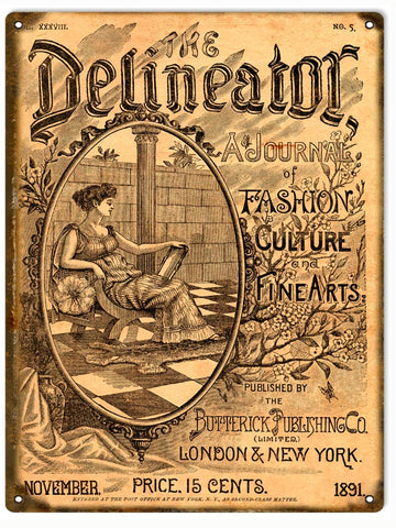 Vintage Delineator Journal Sign 9x12