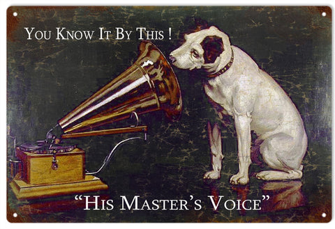His Masters Voice Dog Sign