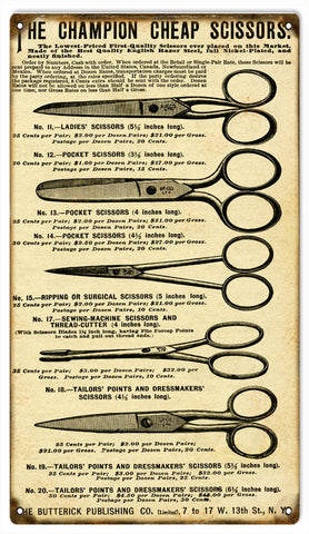 Vintage Butterick Scissors Sign 8x14