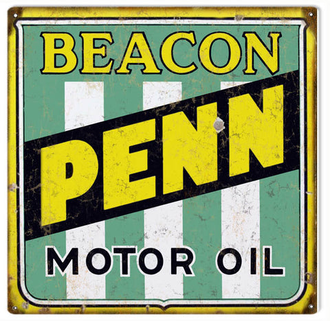Vintage Beacon Penn Motor Oil Sign 12x12