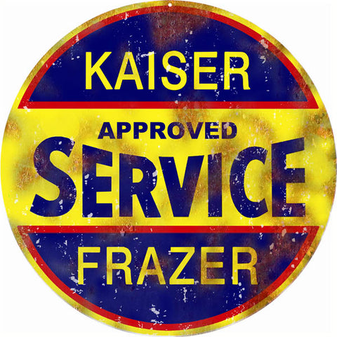 Vintage Kaiser Frazer Service Sign 14 Round