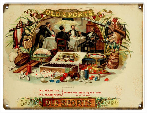 Vintage Old Sports Cigar Sign 9x12