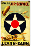 Vintage Join The Air Service Metal Sign
