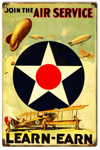 Vintage Join The Air Service Metal Sign