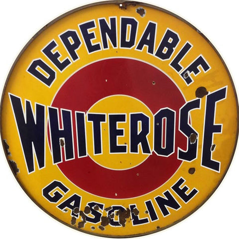 Vintage Whiterose Gasoline Sign 18 Round
