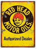 Vintage Red Head Motor Oil Sign 9x12