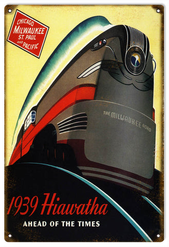 Vintage 1939 Hiawatha Railroad Sign