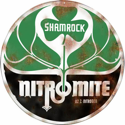 Vintage Shamrock Nitromite Sign 14 Round
