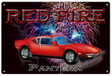 Red Fire Pantera Hot Rod Garage Art Sign