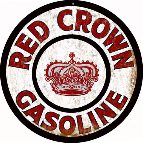 Red Crown Gasoline Sign Round 14