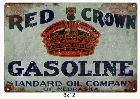 Red Crown Gasoline Standard Oil Sign 8x12