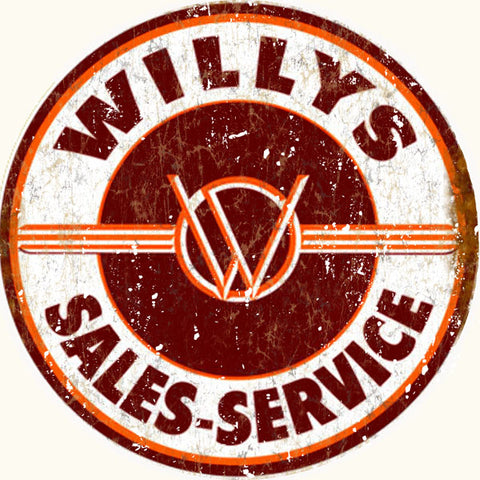 Willys Sales Service Vintage Hot Rod Sign Round 14