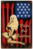 Picks And Guitars Pin Up Girl Vintage Metal Sign