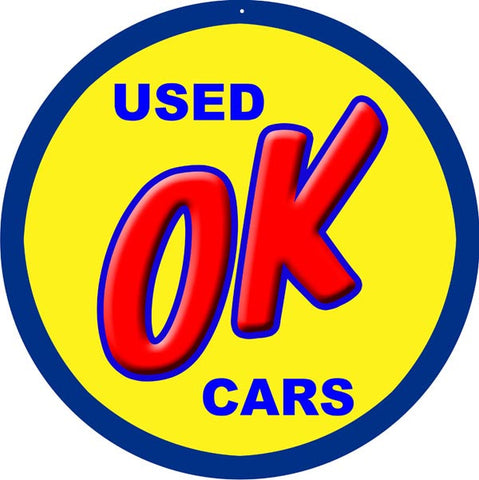 Used Ok Cars Garage Sign 18 Round