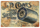 Vintage J & P Coats Thread Metal Sign