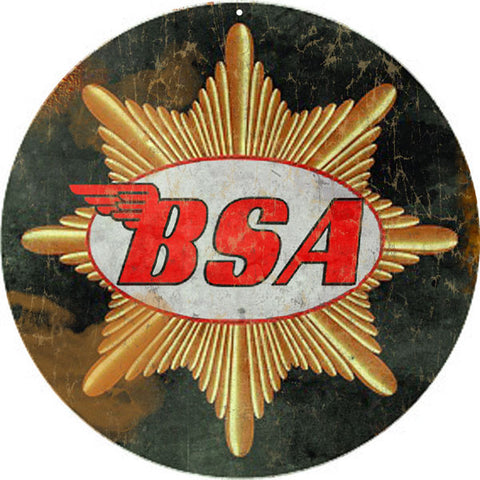 Vintage BSA Motorcycle Sign Round 14