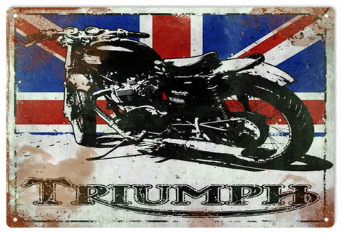 Vintage Triumph Motorcycle Metal Sign
